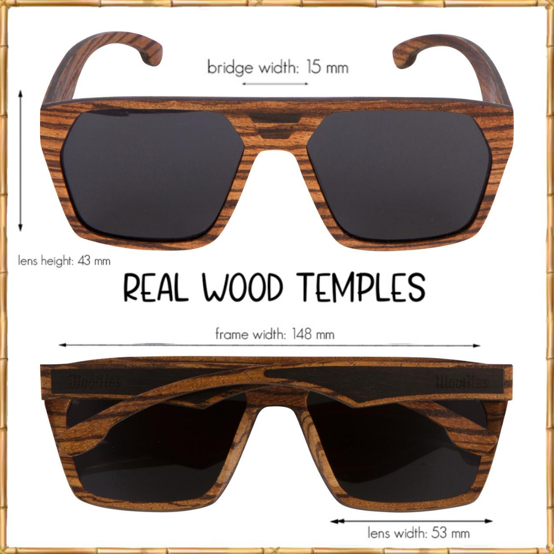 Full Zebra Wood Oversized Square Sunglasses Woodies