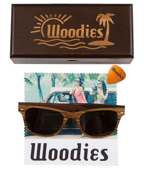 Full Wood Sunglasses Zebra Wood with Triangle Engraving and Polarized Lenses