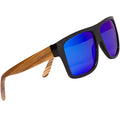 Zebra Wood Wrap Sunglasses with Blue Polarized Lenses