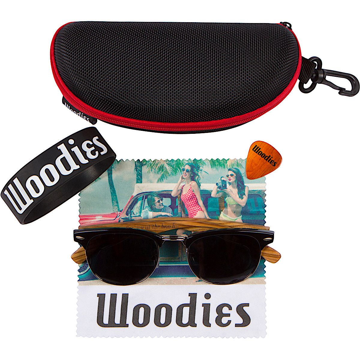 Woodies Zebra Wood Clubmaster Sunglasses , Sunglasses - 4