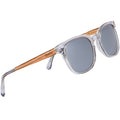 Clear Acetate Sunglasses with Polarized Silver Lens in Wood Display Box