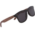 Walnut Wood Sunglasses with Black Flat Mirror Polarized Lens