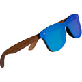 Walnut Wood Sunglasses with Flat Blue Mirror Polarized Lens