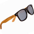 Zebra Wood Sunglasses with Silver Mirror Polarized Lens