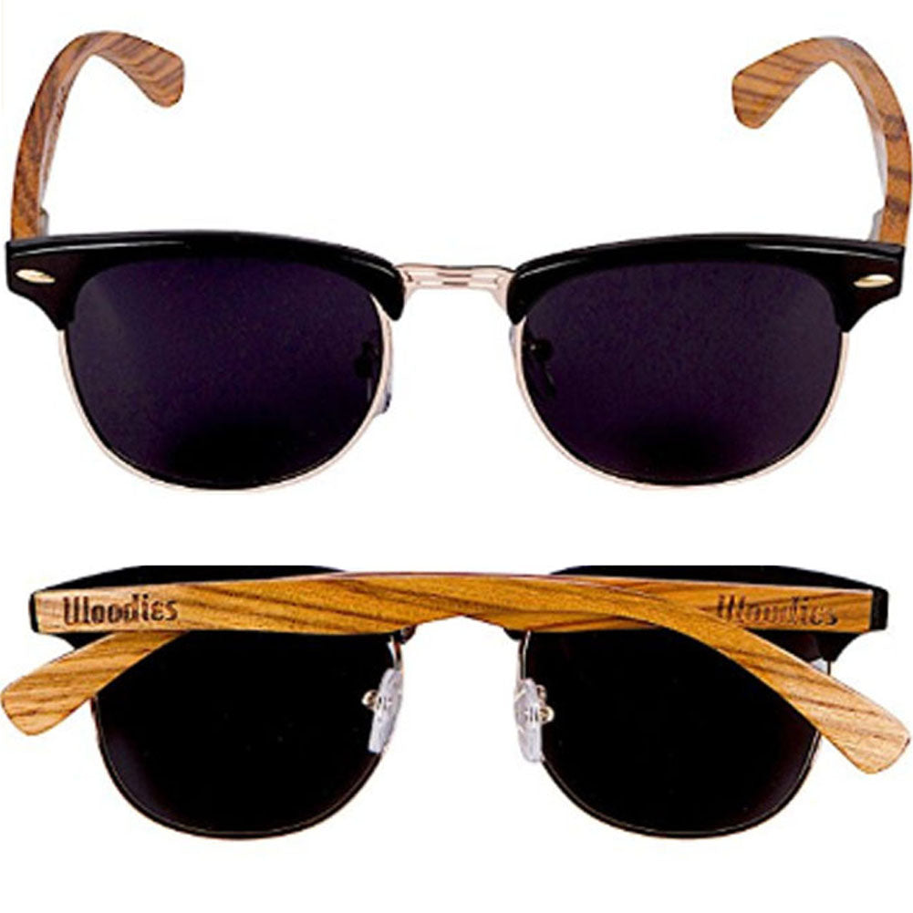 Zebra Wood Half Rim Sunglasses