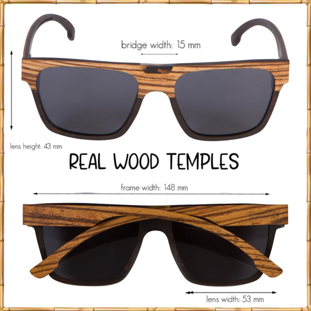 Zebra Wood Sunglasses with Tortoise Chip