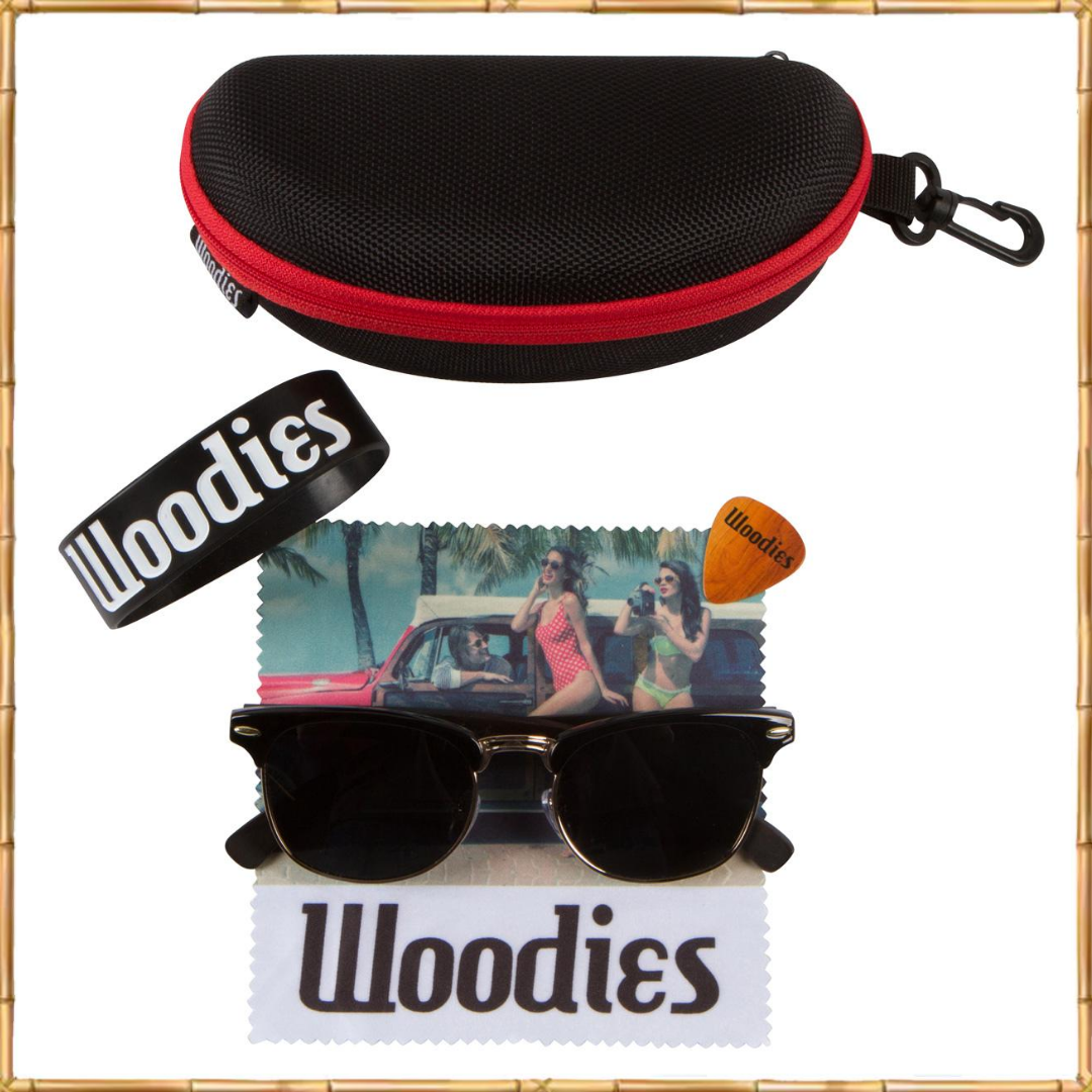 Ebony Wood Half-Rim Sunglasses with Black Polarized Lenses