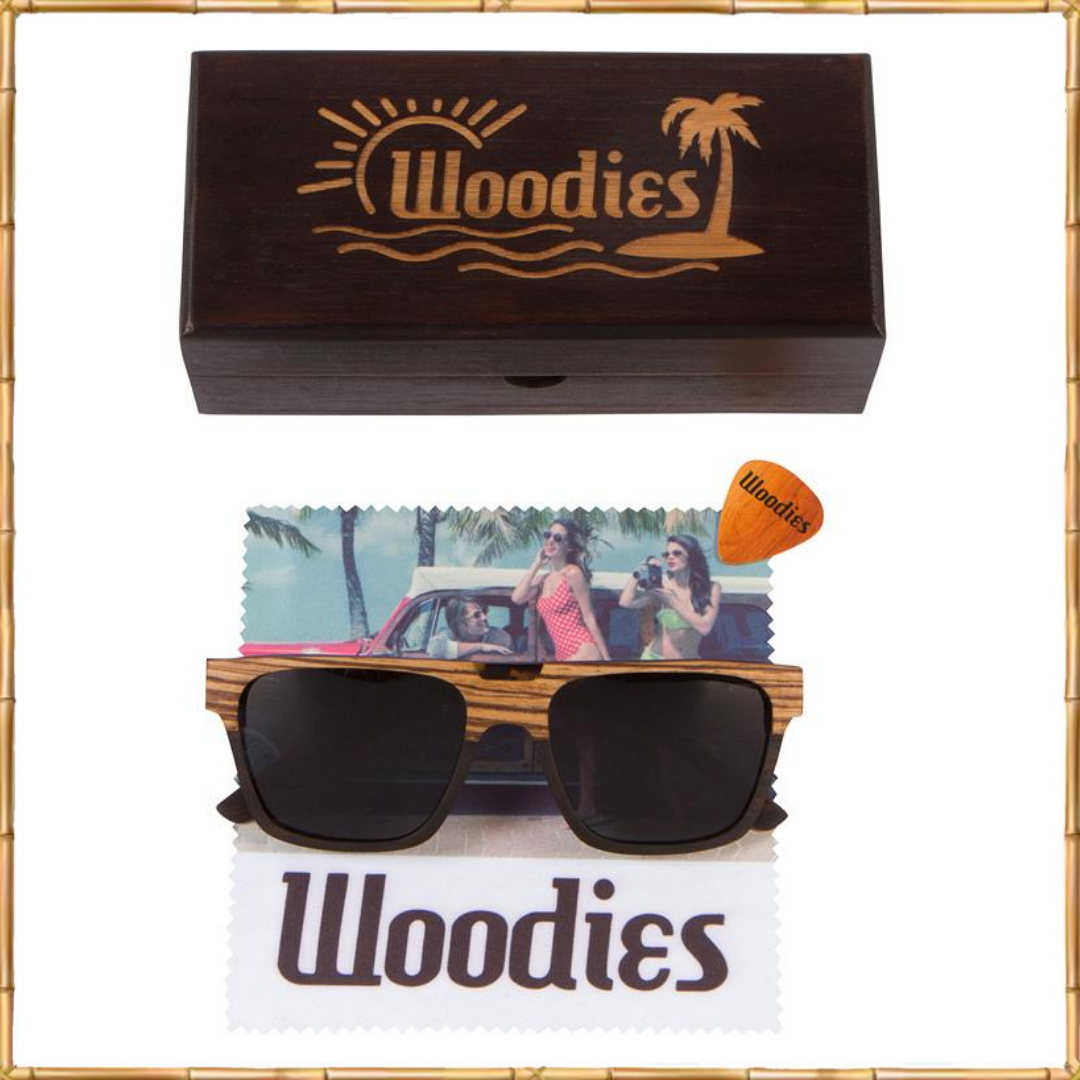 Zebra Wood Sunglasses with Tortoise Chip Woodies