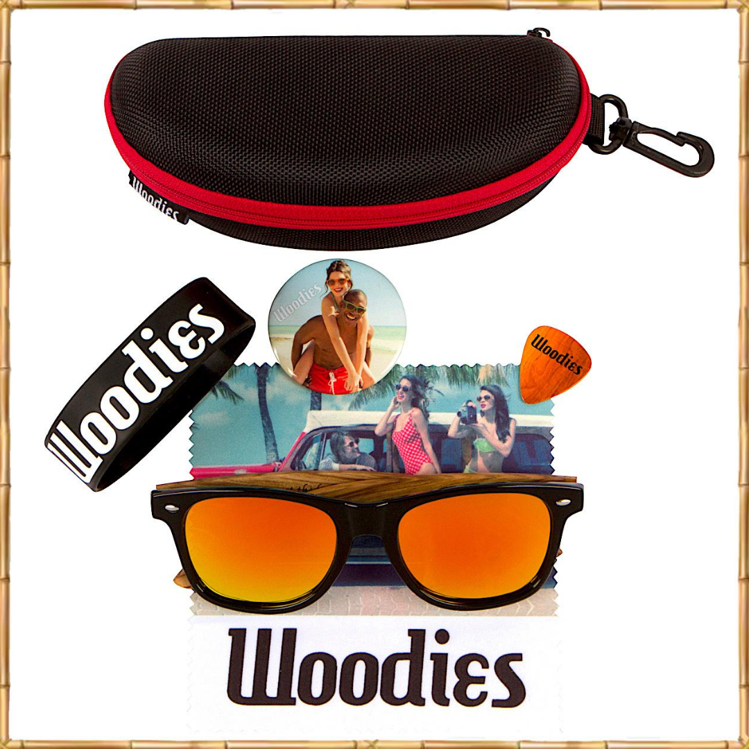 Zebra Wood Sunglasses with Orange Mirror Polarized Lens