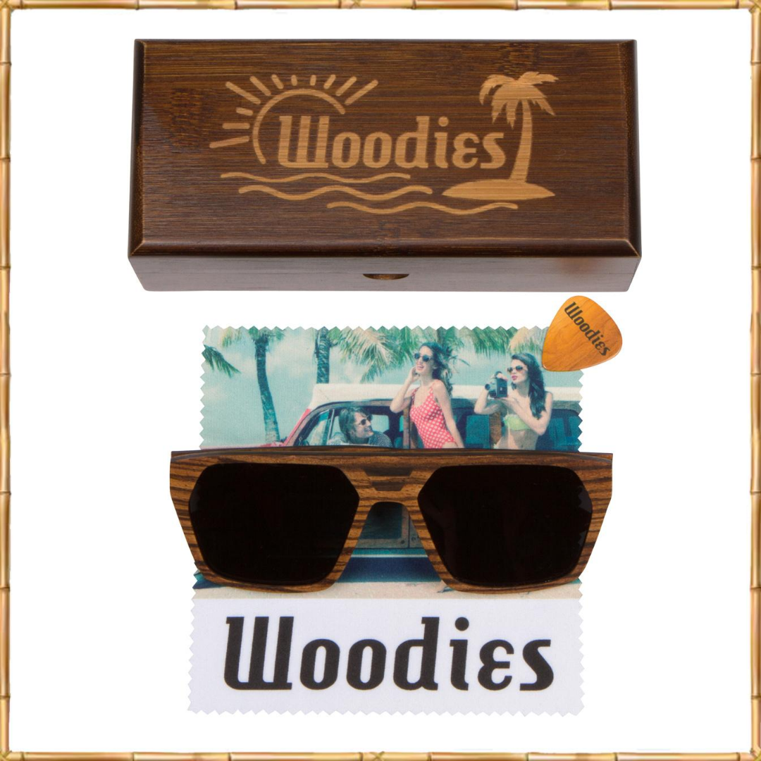 Full Zebra Wood Oversized Square Sunglasses