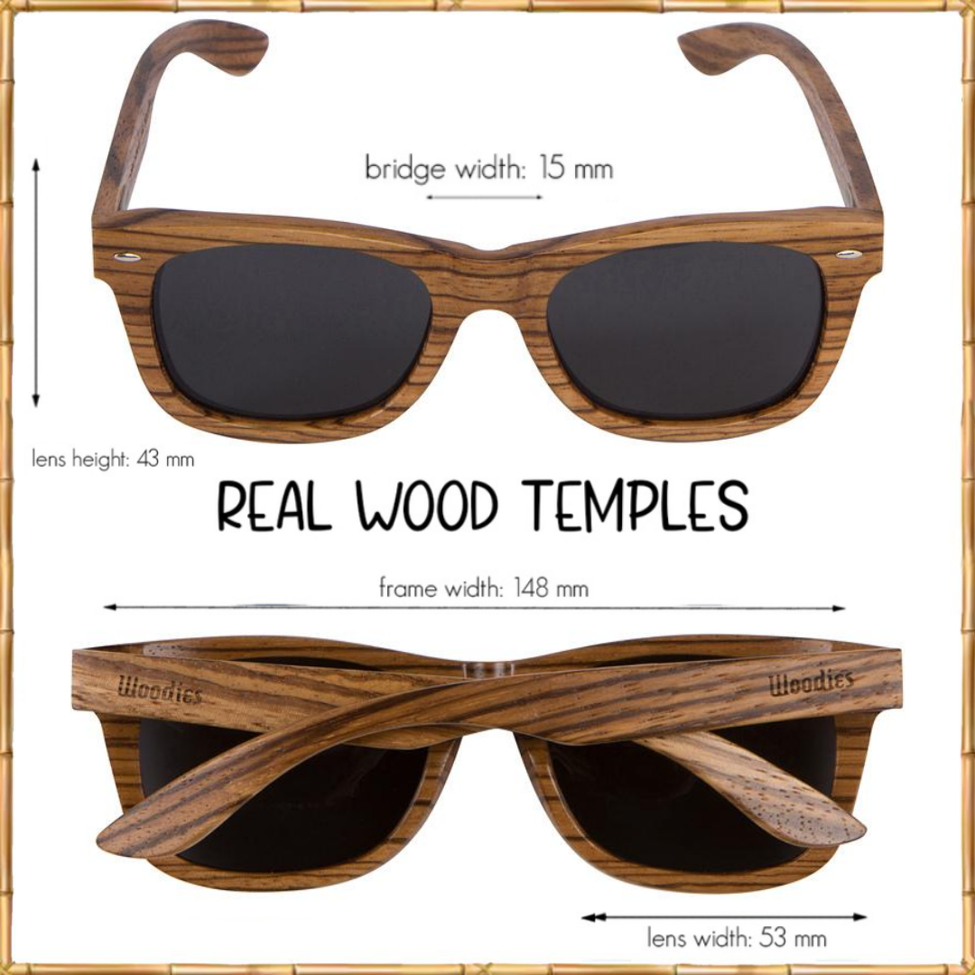 Full Frame Zebra Wood Polarized Sunglasses Woodies 7732