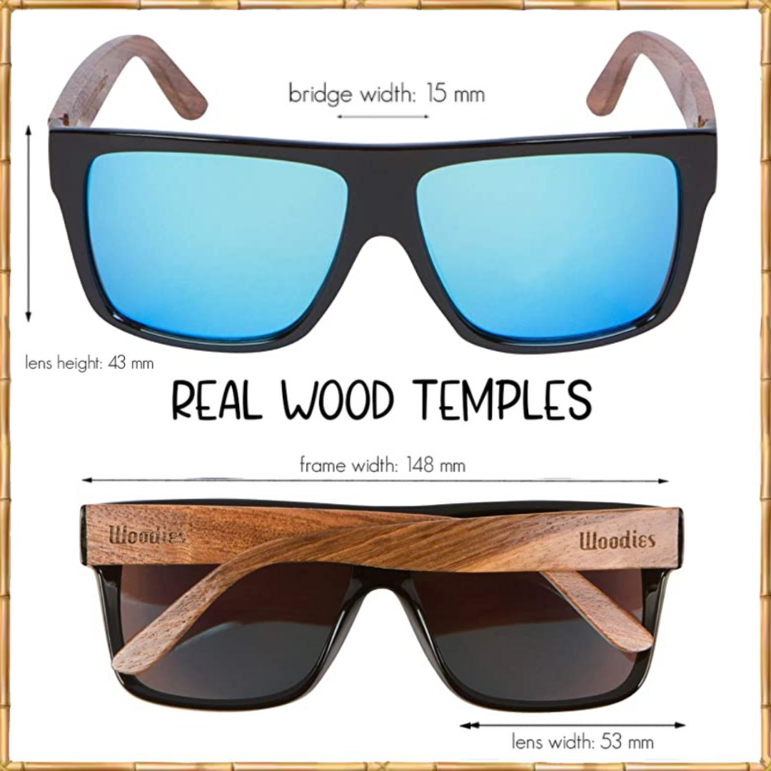 Woodies Zebra Wood Sunglasses with Ice Blue Mirror