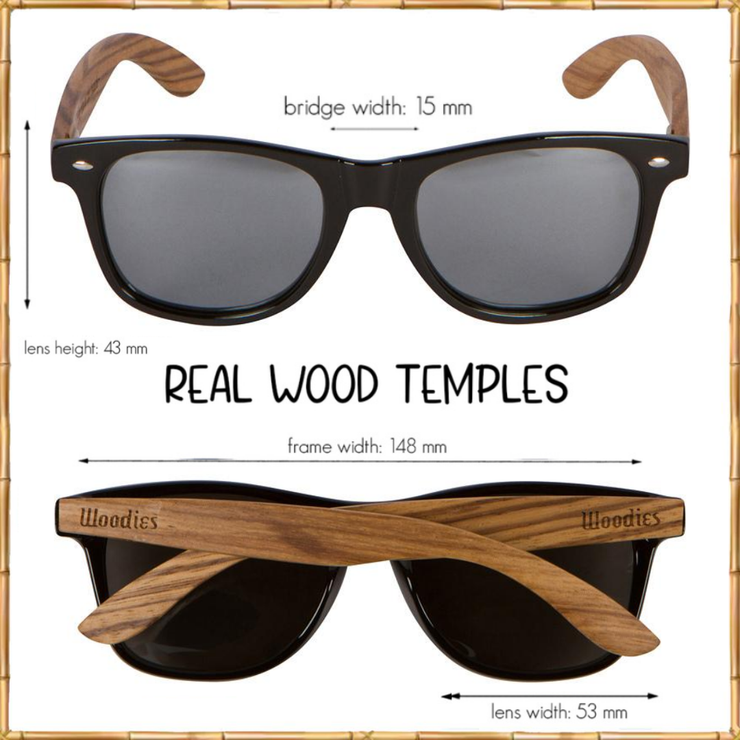 Zebra Wood Sunglasses with Silver Mirror Polarized Lens