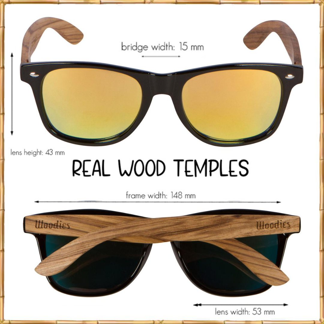 Zebra Wood Sunglasses with Gold Mirror Polarized Lens