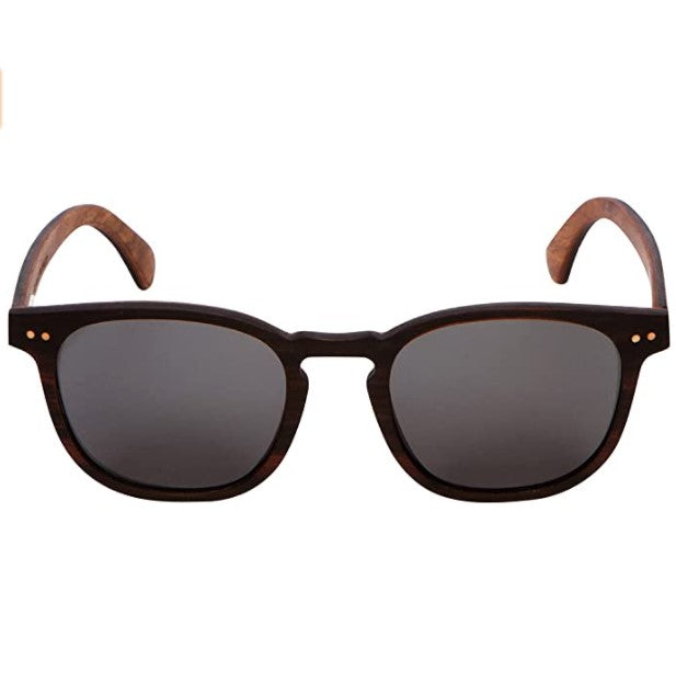 Full Wood Sunglasses Ebony Wood with Triangle Engraving and Polarized Lenses