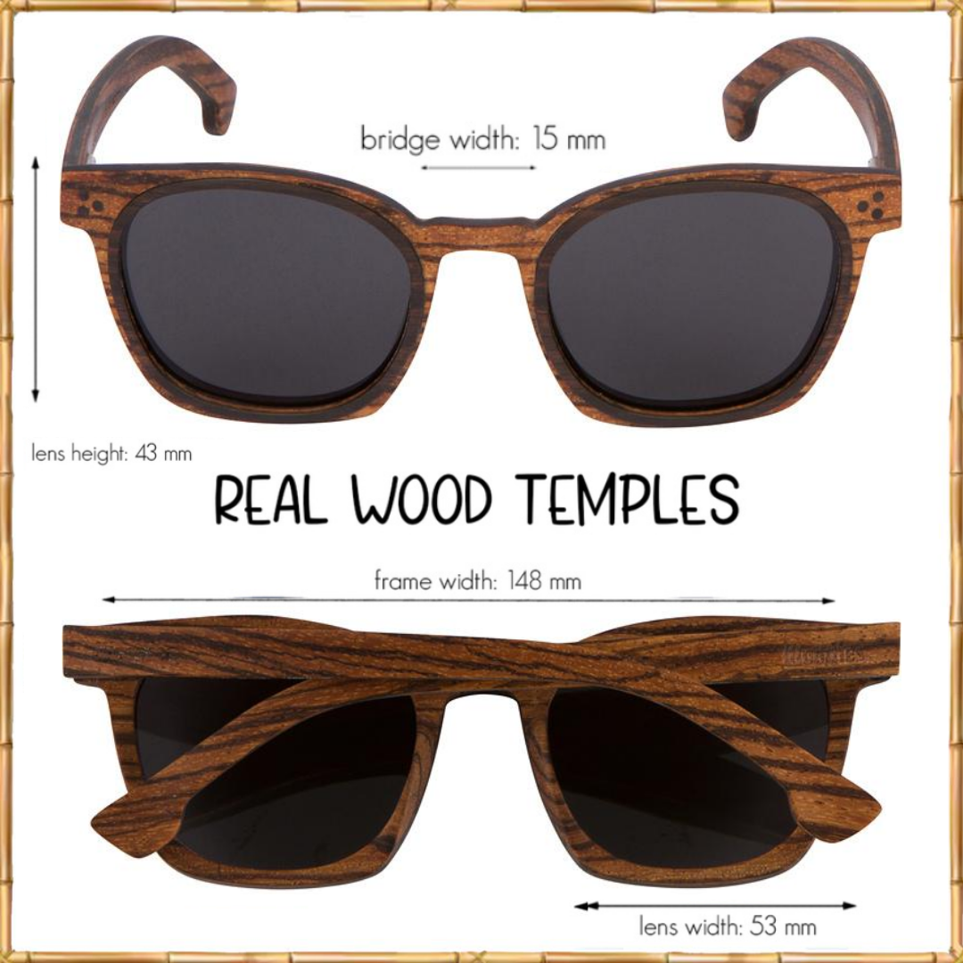 Full Wood Sunglasses Zebra Wood Three Dot Style