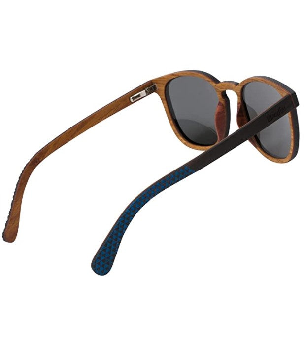 Full Wood Sunglasses Ebony Wood with Triangle Engraving and Polarized Lenses