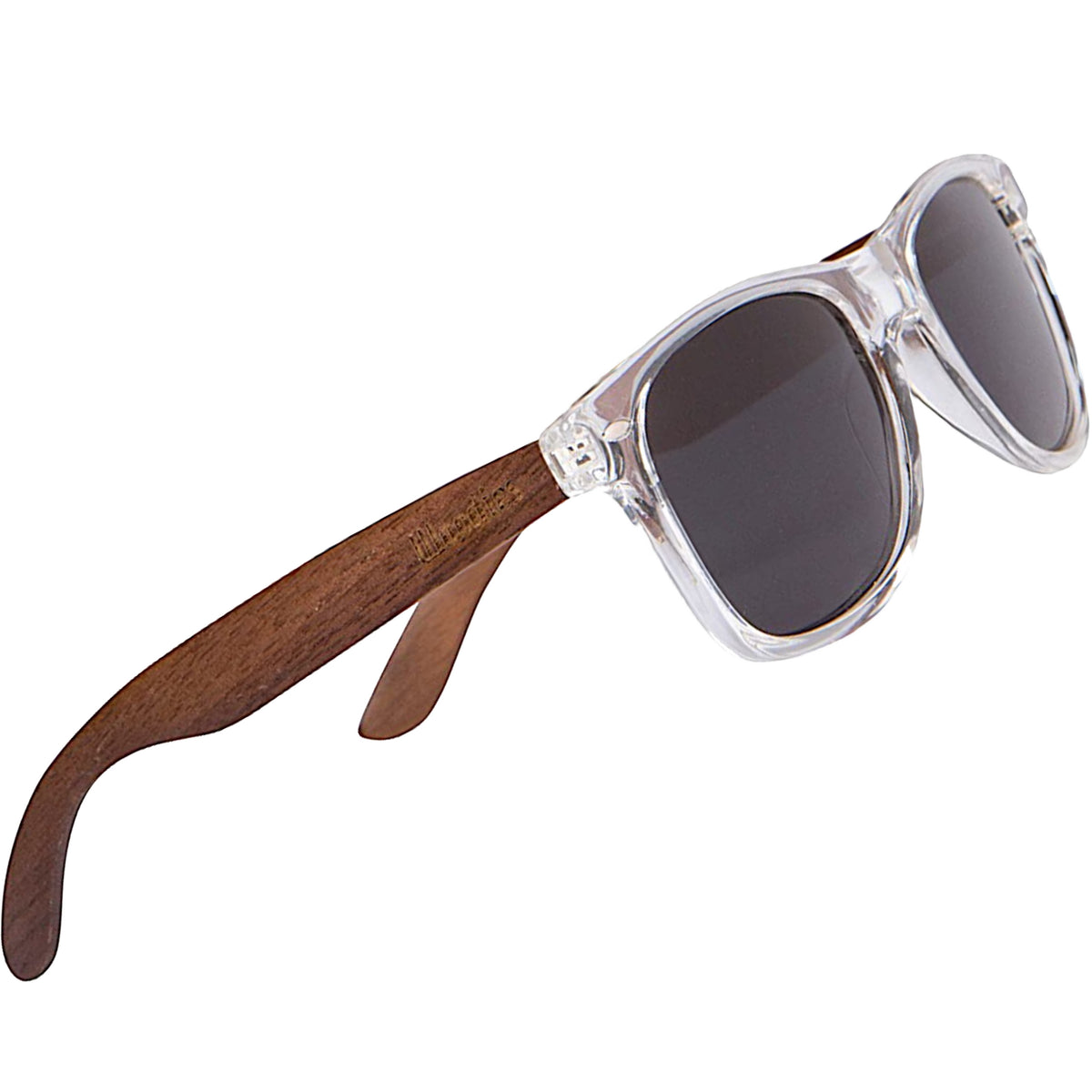 Walnut Wood Sunglasses with Clear Frame