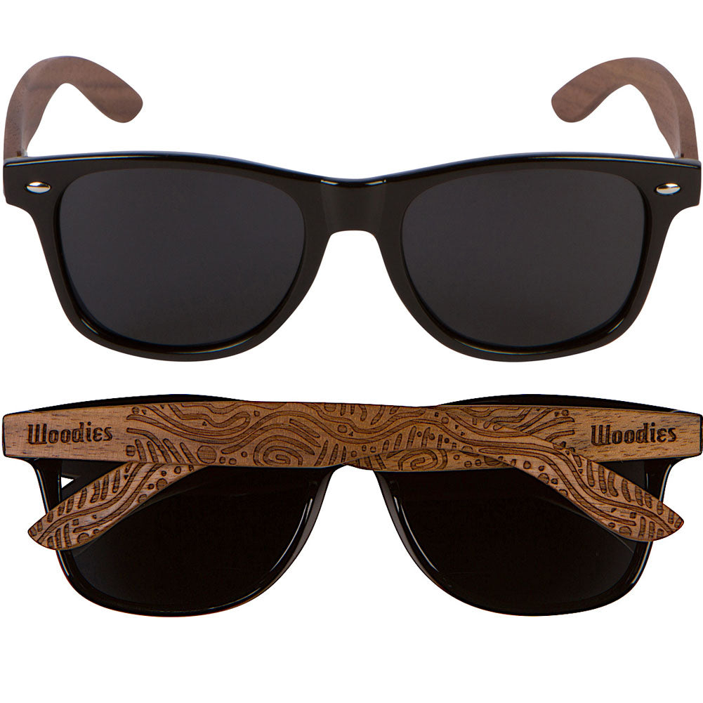 Walnut Wood Polarized Sunglasses with Hippie Engraving
