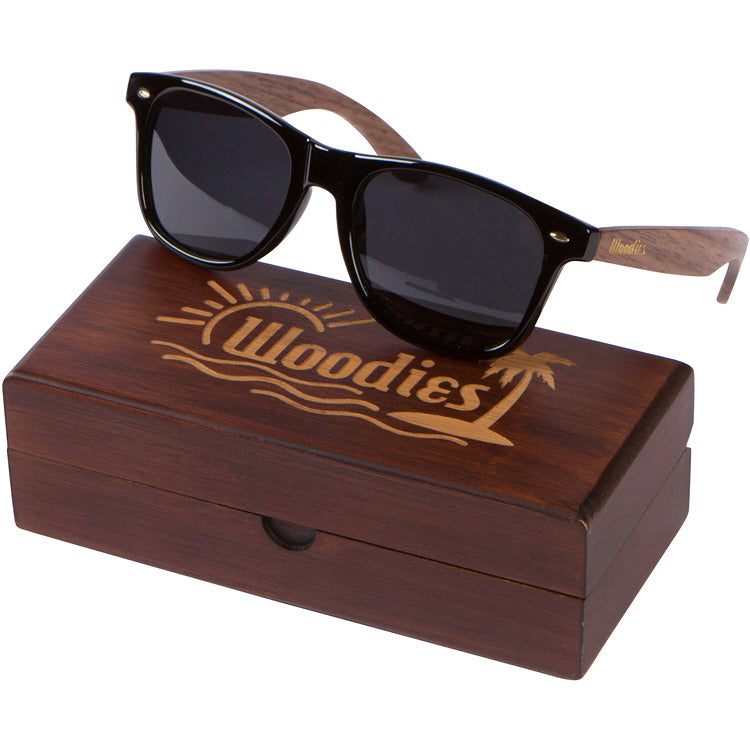 Walnut Wood Sunglasses with Polarized Lens in Wood Display Box for Men or Women at Woodies