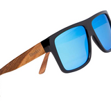 Woodies Zebra Wood Sunglasses with Ice Blue Mirror