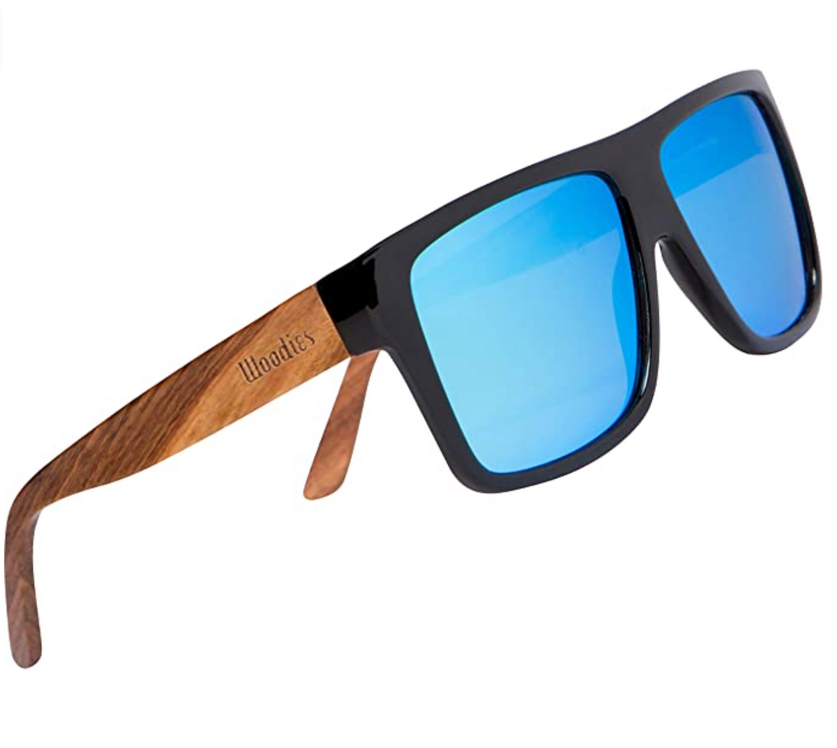Woodies Zebra Wood Sunglasses with Ice Blue Mirror