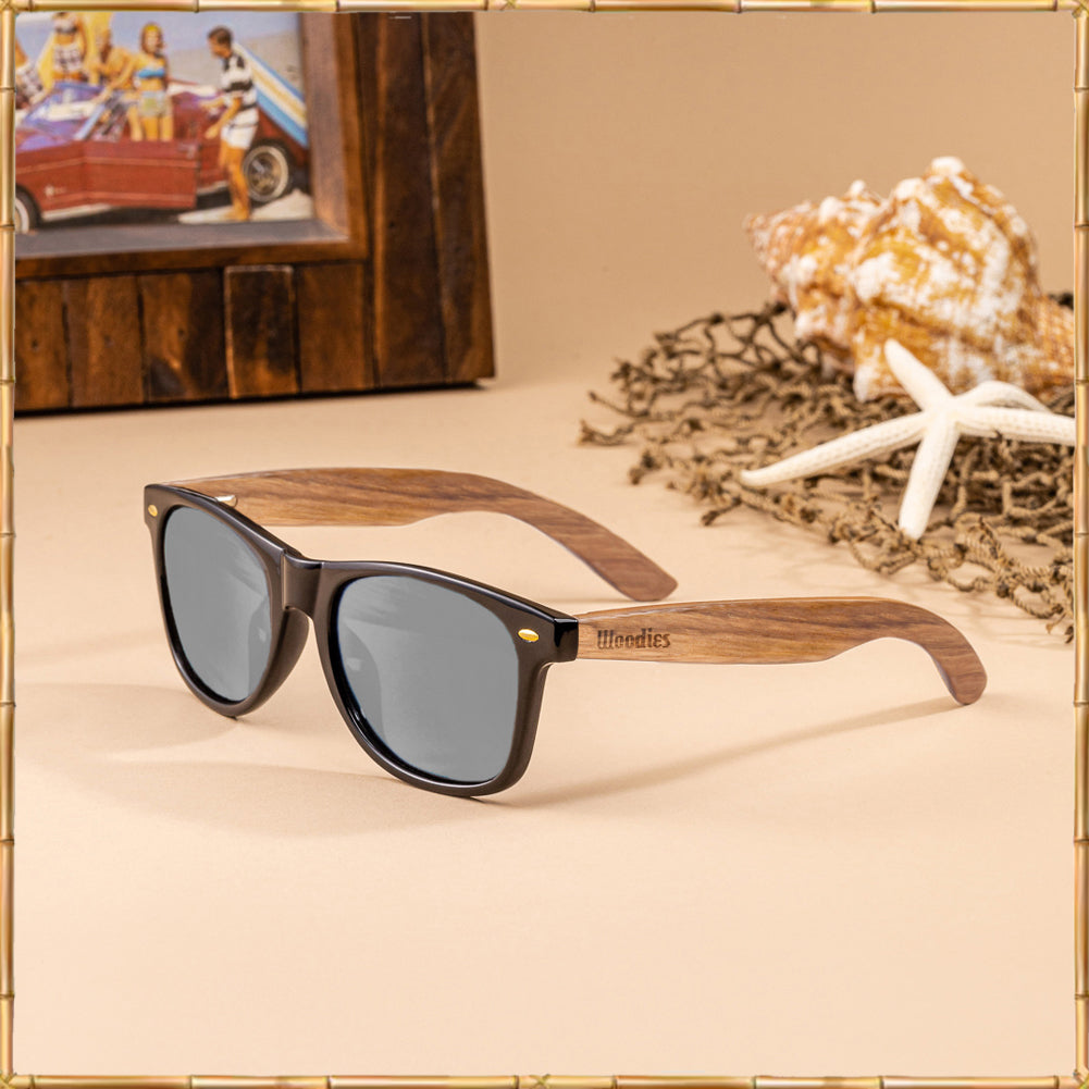 Zebra Wood Sunglasses with Silver Mirror Polarized Lens
