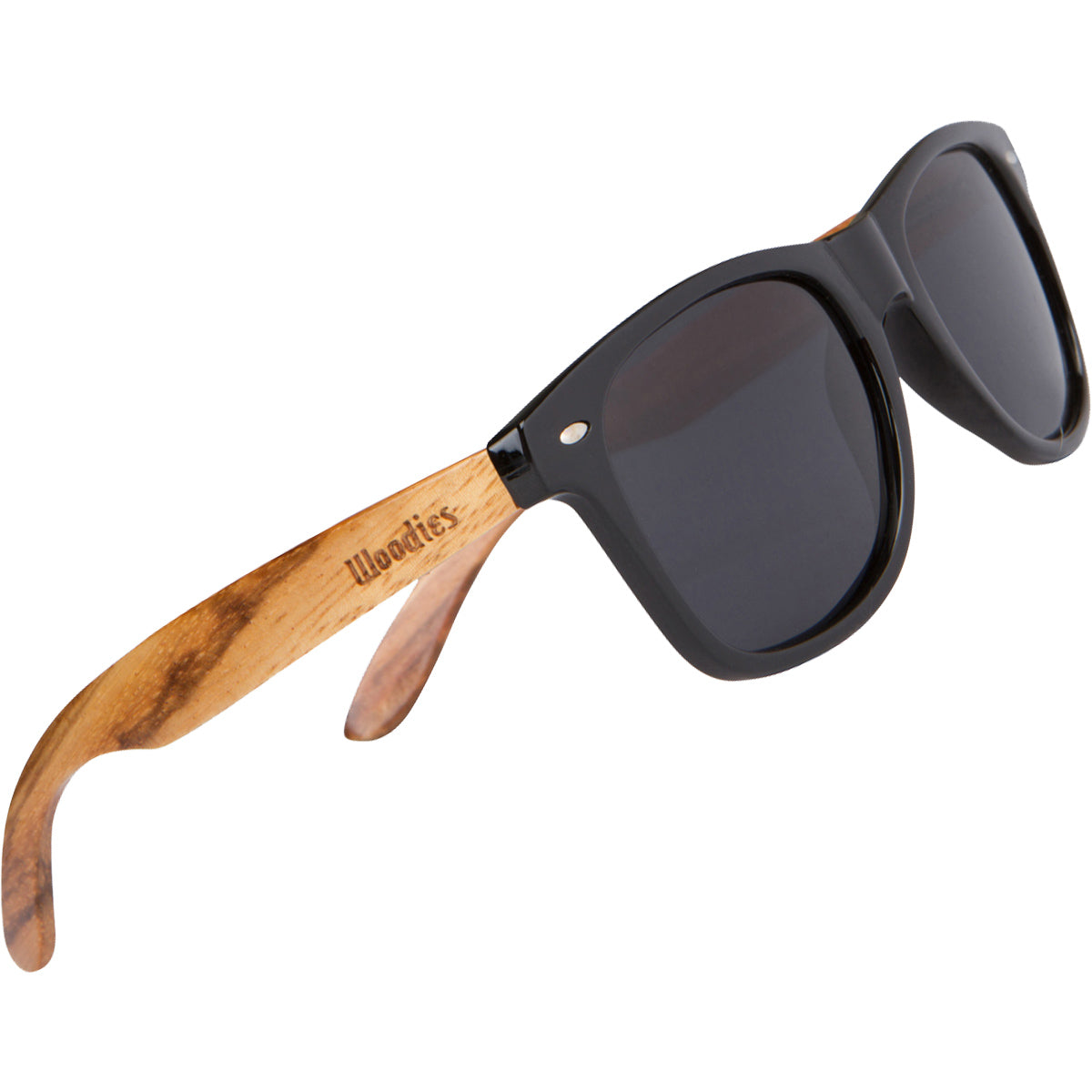 Woodies Zebra Wood Sunglasses with Black Polarized Lenses