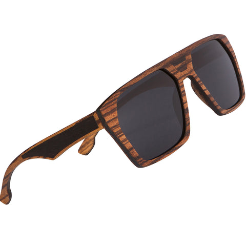 Full Wood Sunglasses Zebra Wood Aviator Style