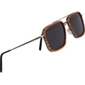 Brushed Gun Metal Wood Sunglasses with Wood Rings (Zebra Wood)