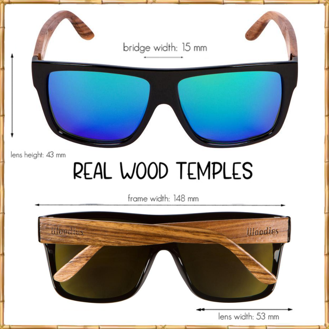 Woodies Zebra Wood Wrap Sunglasses with Polarized Lenses