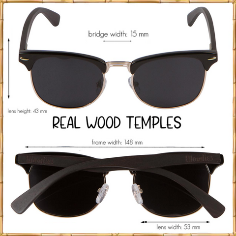 Ebony Wood Half-Rim Sunglasses with Black Polarized Lenses – Woodies