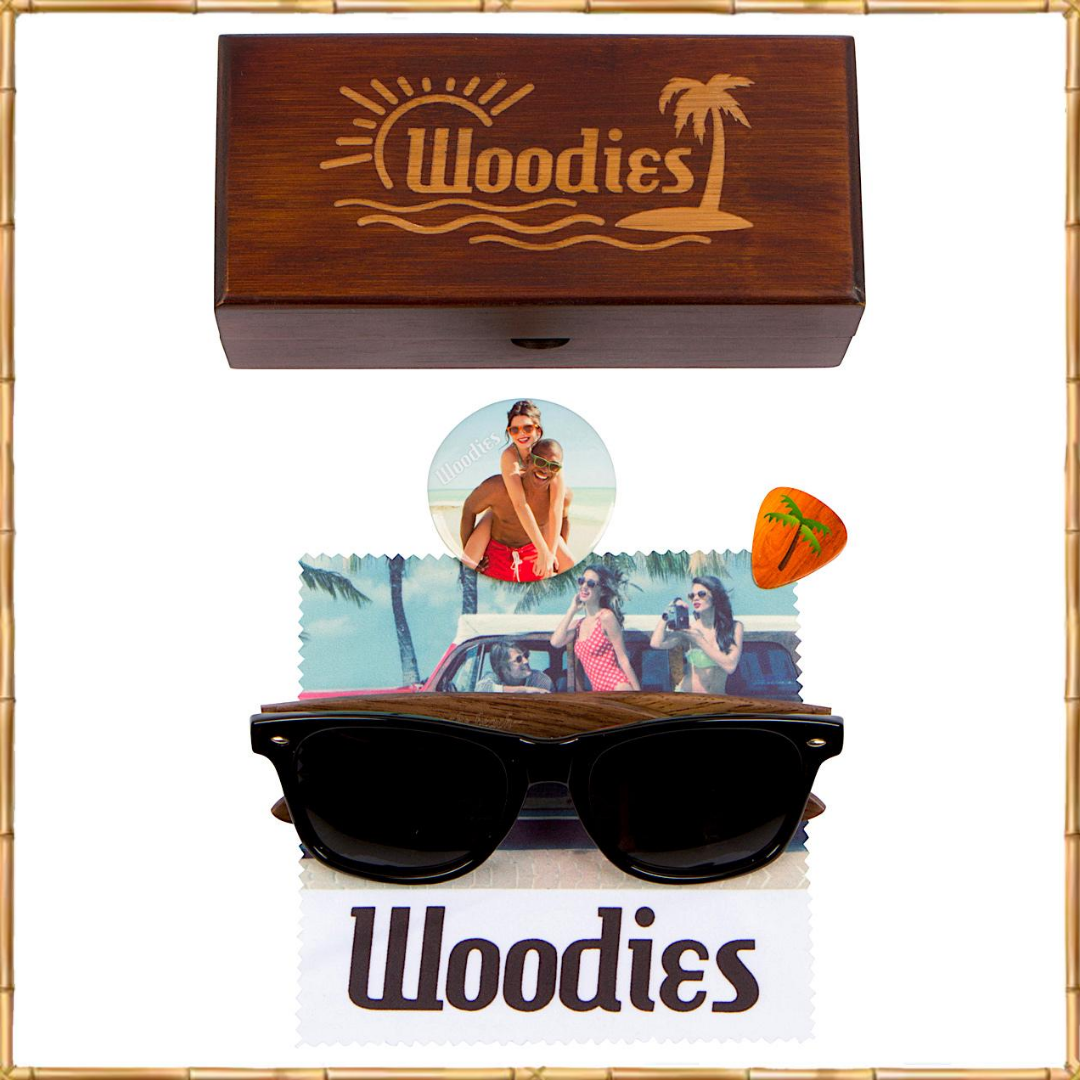 Walnut Wood Sunglasses with Polarized Lens in Wood Display Box for Men or Women