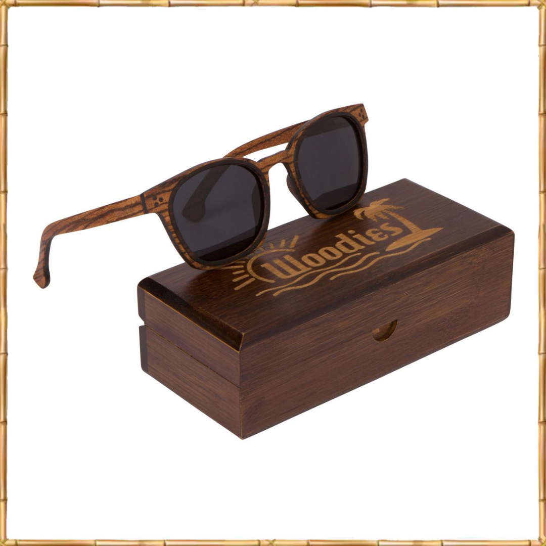 Full Wood Sunglasses Zebra Wood Three Dot Style