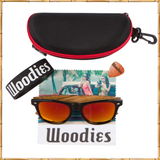 Zebra Wood Sunglasses with Red Mirror Polarized Lens