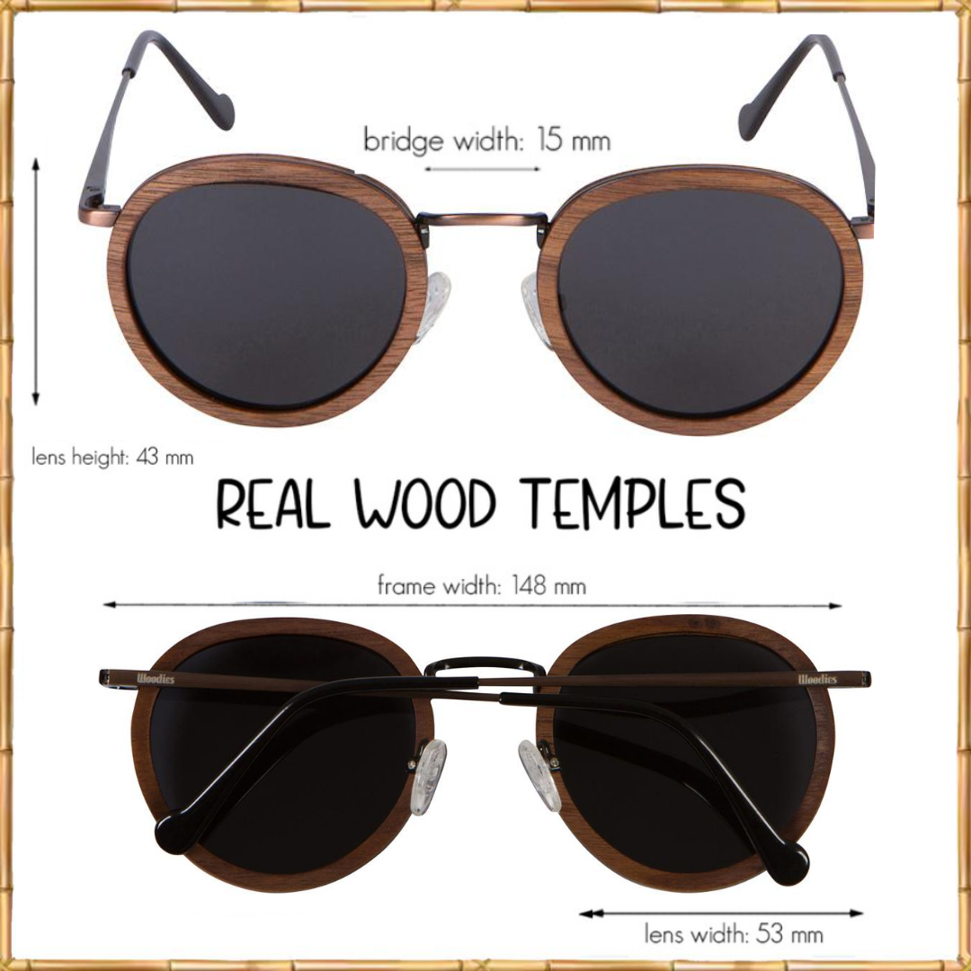 Walnut Wood and Copper Round Sunglasses with Polarized Lens and Wood Display Box