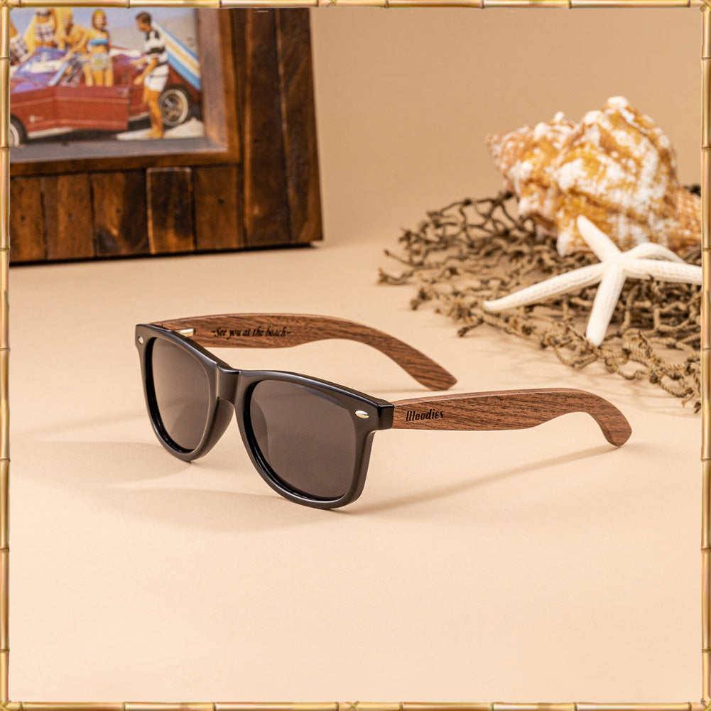 Walnut Wood Sunglasses for Kids with Polarized Lenses